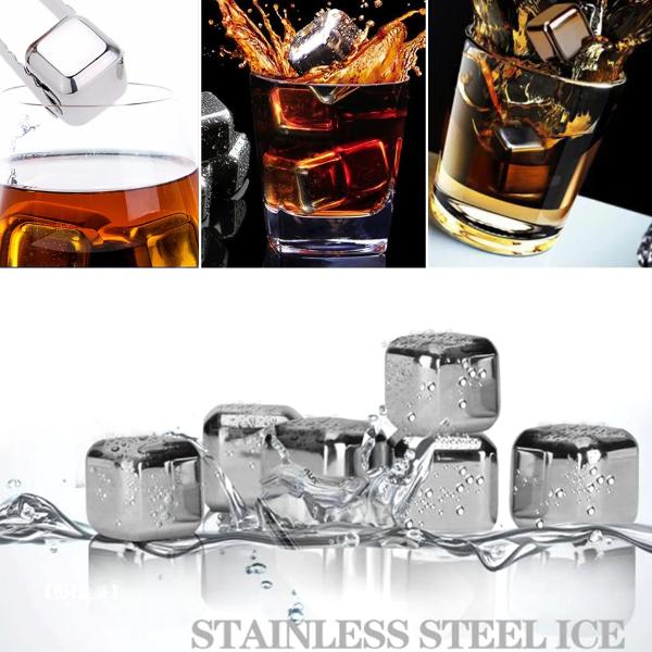 8-teiliges Whiskey-Eiswürfel-Set Edelstahl-Eiswürfel Wiederverwendbare Eissteine Für Whiskey-Getränke Kaltes Werkzeug Barzubehör