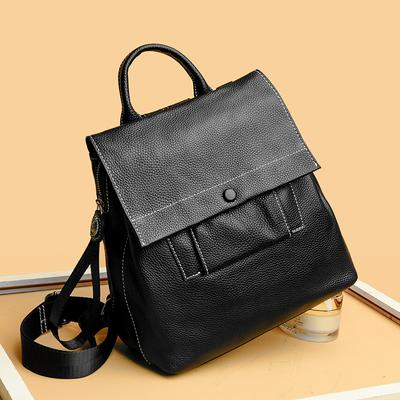 Monochromatic Genuine Leather Women's Backpacks Cowhide Luxurious Bags for Ladies Elegant Shoulder Bags High Quality