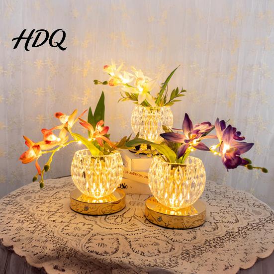 Romantische Atmosphäre Beleuchtung Blume Tischlampe 3 Farben Orchidee Nachtlicht Wiederaufladbar Kabellos Touch-Dimmbar Künstlich Beruhigendes Schlafhilfe Licht LED