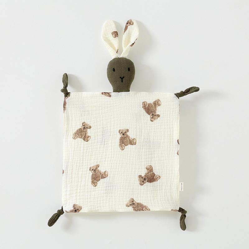 Pure Cotton Baby Comfort Toy: Rabbit Sleep Companion Crinkle Handkerchief