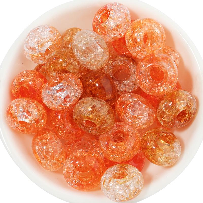 50 Acrylic Two-Color Crackle Crystal Large Hole Beads - Spring Color Spacer for DIY Bracelets
