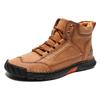 Plus-size Leather Boots, Men's Fashionable Ankle Boots, Flat Lace-up Casual Shoes