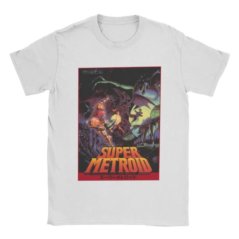 Super Metroid Trička Hip Hop Volnočasové Streetwear Bavlna Krátký Rukáv Harajuku Móda Muži Ženy Vintage Univerzální Unisex Topy