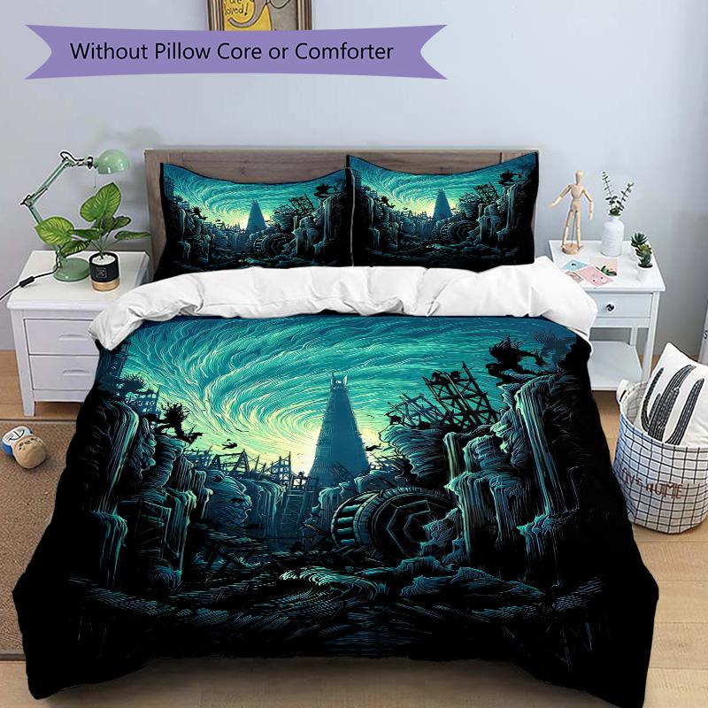 Fantasy Cityscape Structures Print 3Pcs Bedding Setduvet Cover With 2 Bedropillowcase Home Birthday Gift