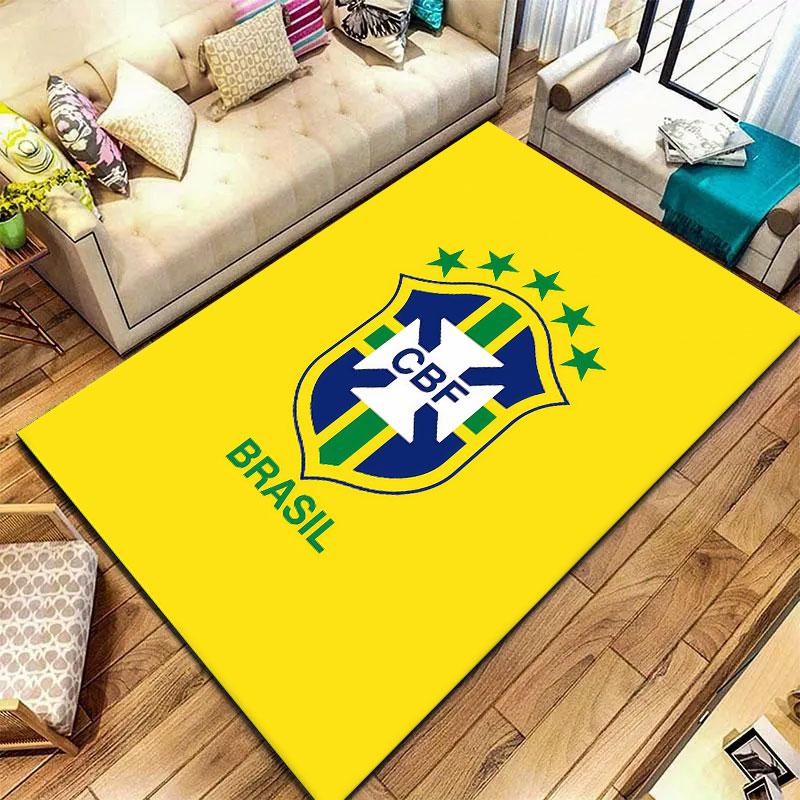 Brazil National Football Team Carpet Rug for Living Room Bedroom Home Sofa Decoration,Kids play Non-slip Floor Mat