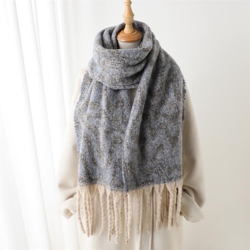 

Геометрическая Минималистичная Эстетика Цветовая Гамма Имитация Кашемира Теплая Шаль Шарф Осенне-Зимняя Мода Универсальный Бахромчатый Шарф для Поездок 220 * 42cm (including tassel)