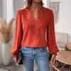 2026 Europe Autumn/Winter V-neck Lace Solid Color Long Sleeve Casual Women's Top