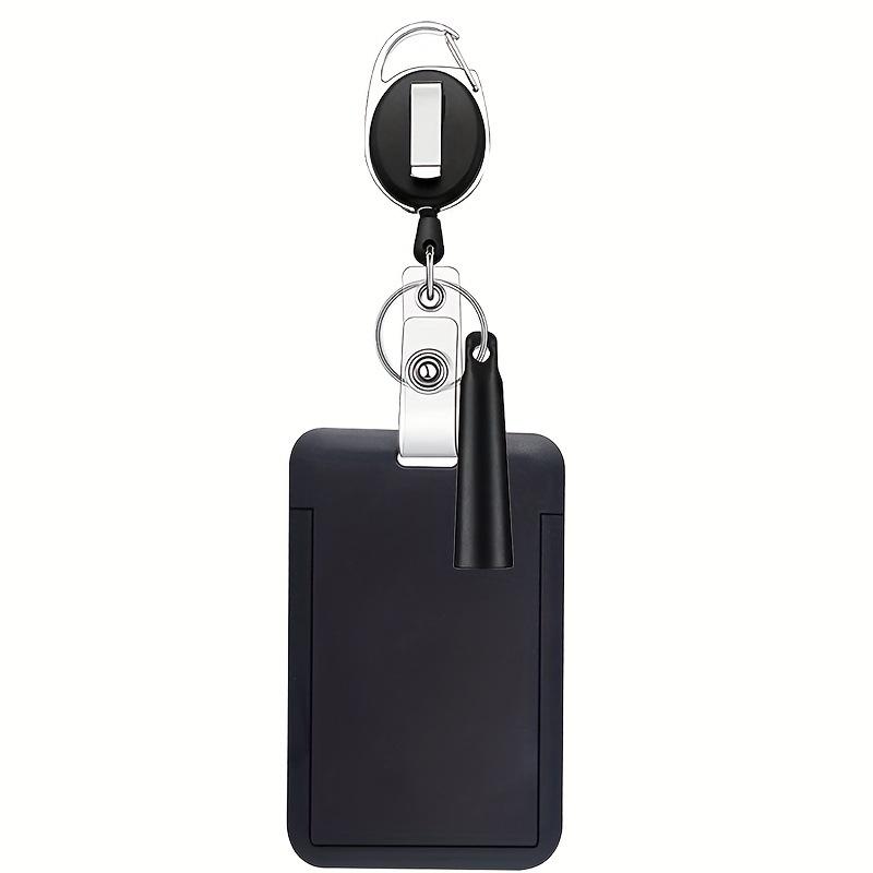 Multicolor Zinc Alloy High Resilience Solid Color Keychain Badge Holder with Pen Sleeve Retractable Easy Pull Buckle