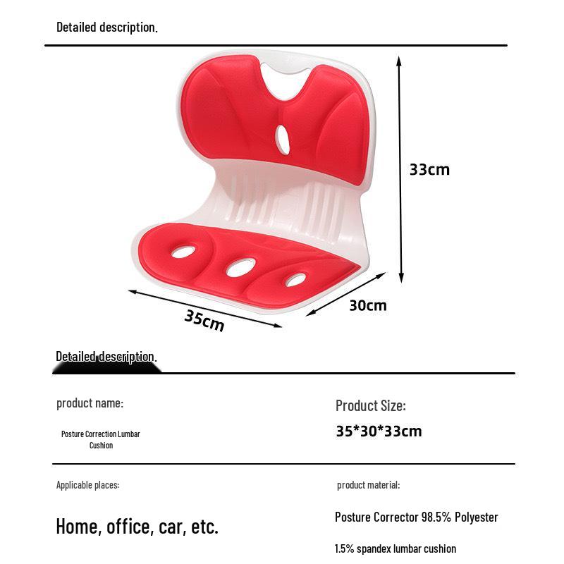 Ergonomic Lumbar Support Cushion & Posture Corrector with Cervical Traction for Office Use