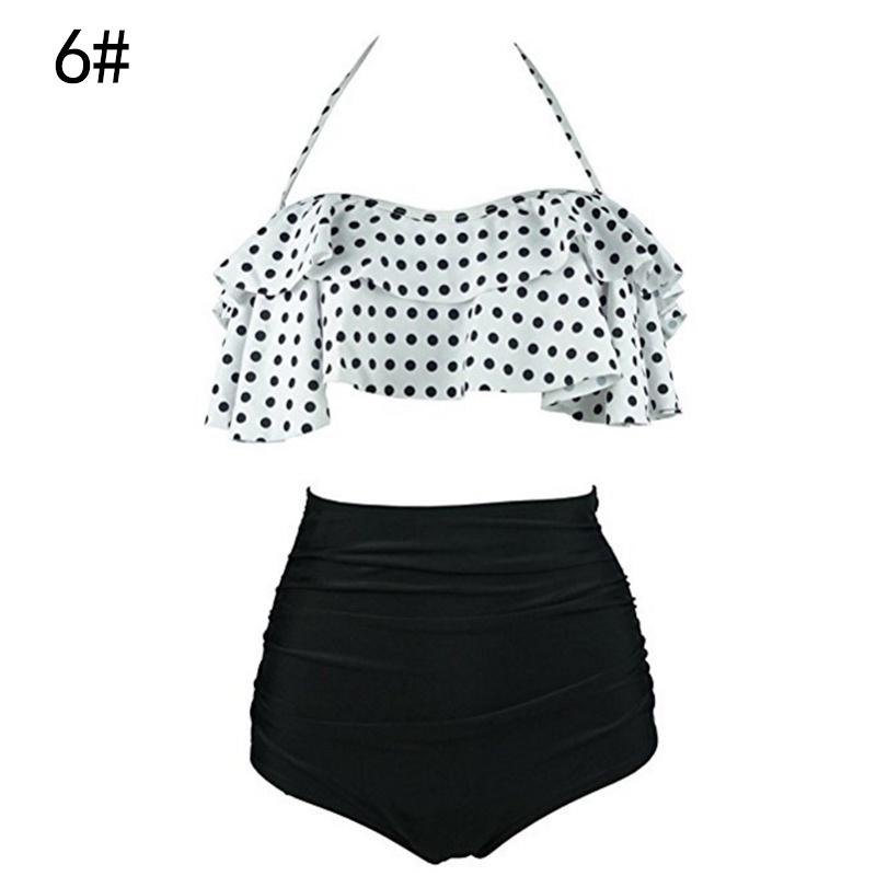 Damen Blumen High Waist Bikini Set Stilvolle Bademode Gepolstert Übergröße Badeanzug