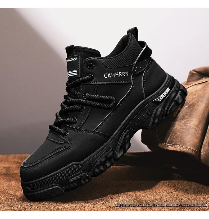 Men's High-Top Autumn 2025 British Workwear & Sports Boots – Trendy, Fleece-Lined, Winter Cotton Shoes