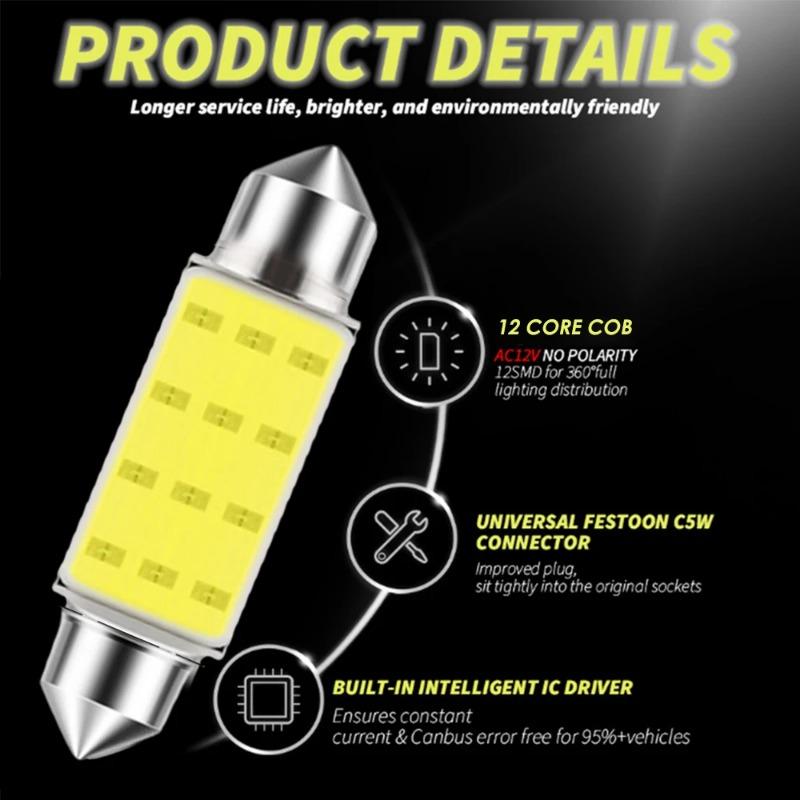 Automotive LED Dual Row Reading Lights High Brightness Overhead Lights COB Indicator Lights Automotive Lighting Accessories