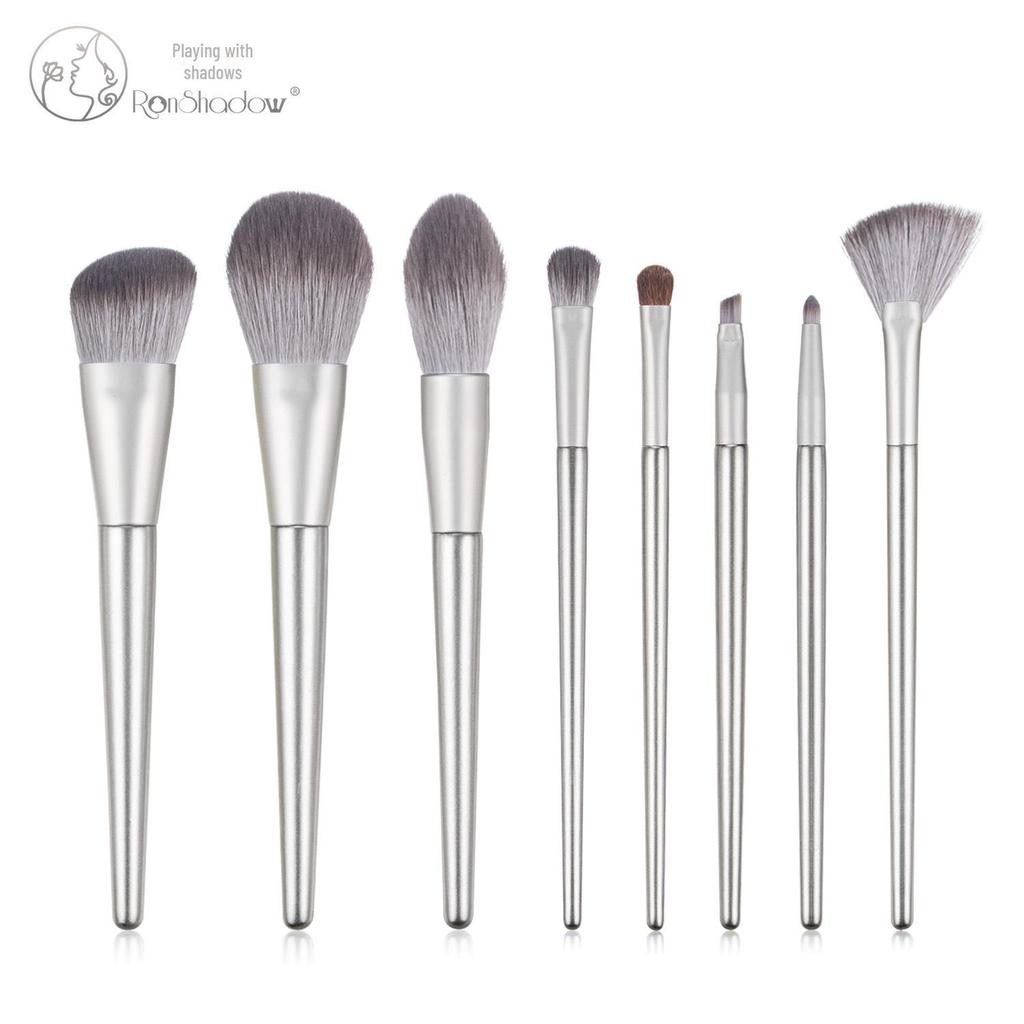 Nongying 8-Piece Animal Hair Makeup Brush Set with Storage Bucket for Beginners