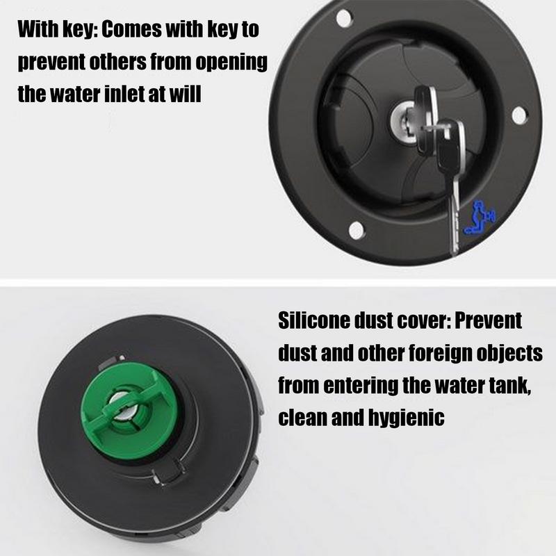 RV Water Inlet Replacement Lockable RV Water Inlet Valve With Keys Temperature-Resistant Trailer Replacement Fill Hatch Lid For