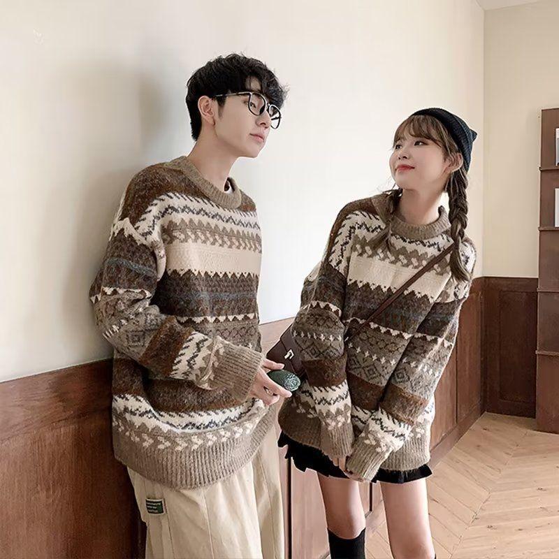 2026 Couple's Versatile Loose Knit Pullover Sweater for Men - Trendy Spring/Autumn Jacket
