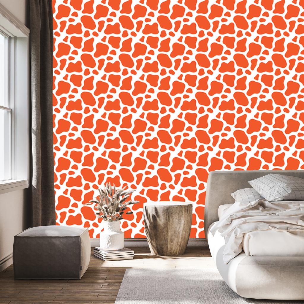 Cow Patches Wallpaper Peach, White and Cream for Living Room and Bedroom 50x1000