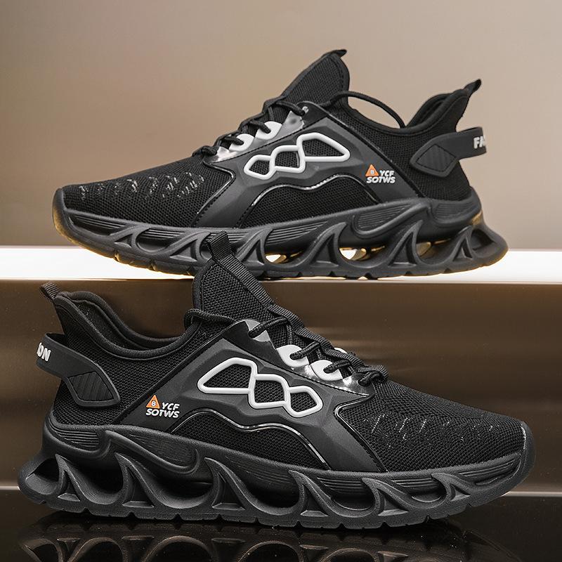 Scarpe da corsa estive in rete traspirante, taglia grande, ultraleggere, con plateau, in tessuto fly-woven, casual, per bambini