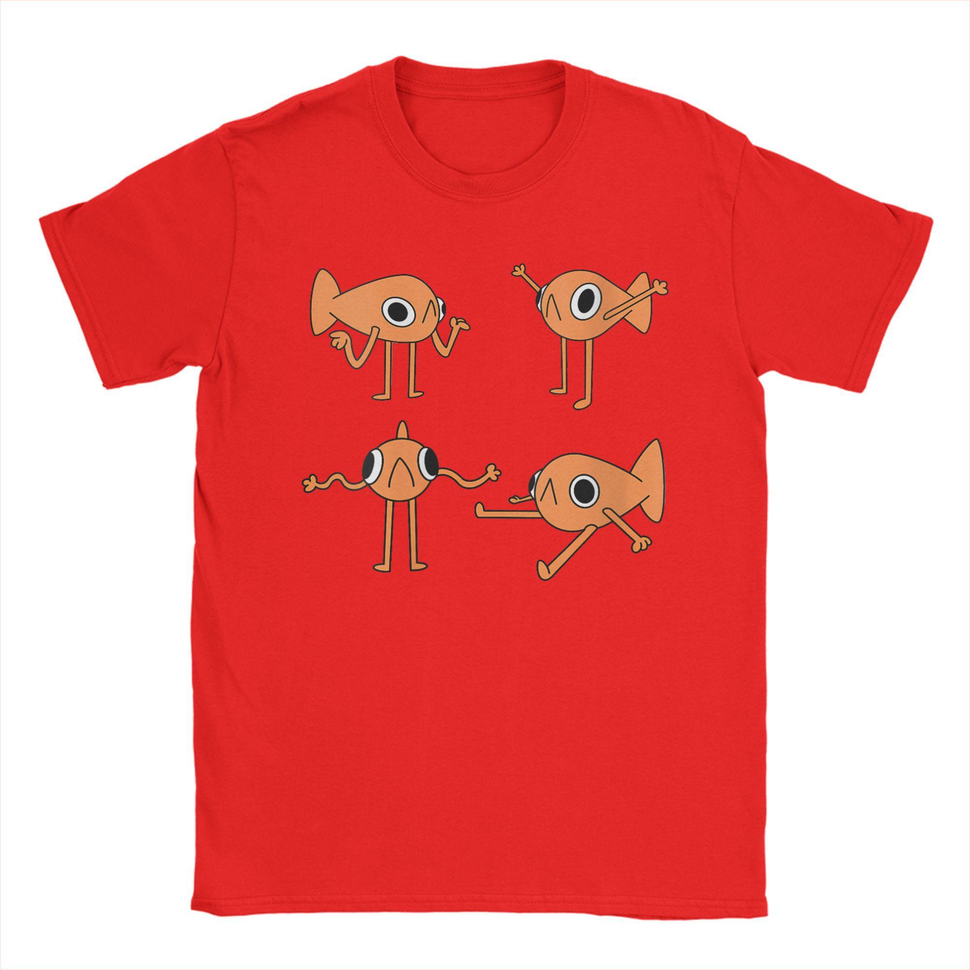 Men Funny Fish Le Poisson Steve Meme T Shirts Moods Pure Cotton Tops Funny Short Sleeve Crew Neck Tees Unique T-Shirts S