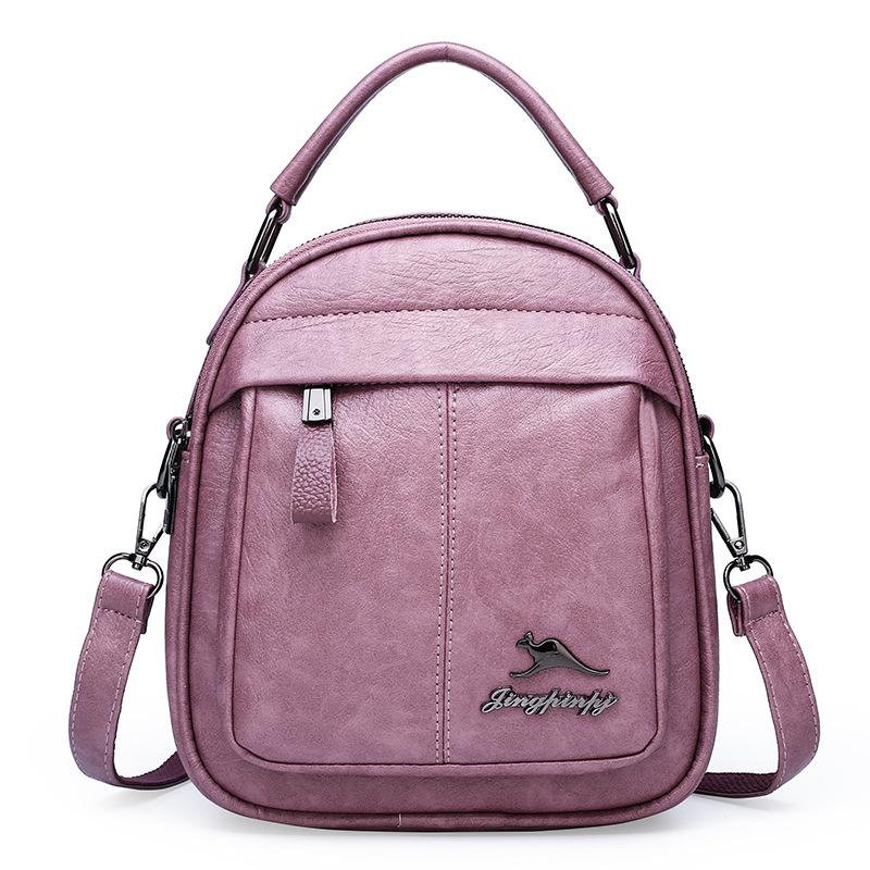 

Women s bag new fashionable small backpack three-purpose soft leather crossbody portable shoulder backpack women розовый