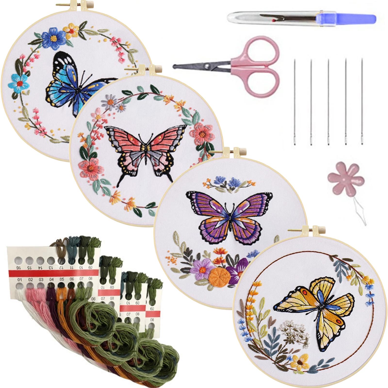 

4 Pack Animal DIY Stitches Kit 30x30cm Embroidery Stitches Practice Kit for Beginners Adults Hand Craft Lover Gift