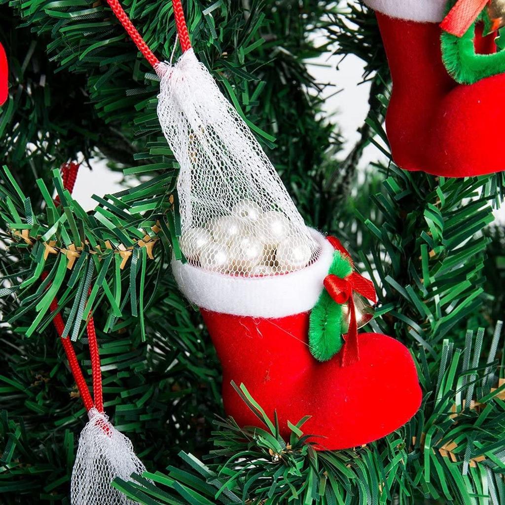 Holiday Gift Bags Christmas Socks Candy Boots With Small Bells Christmas Trees Boots For Fireplace Holiday Decoration Gift 10pcs