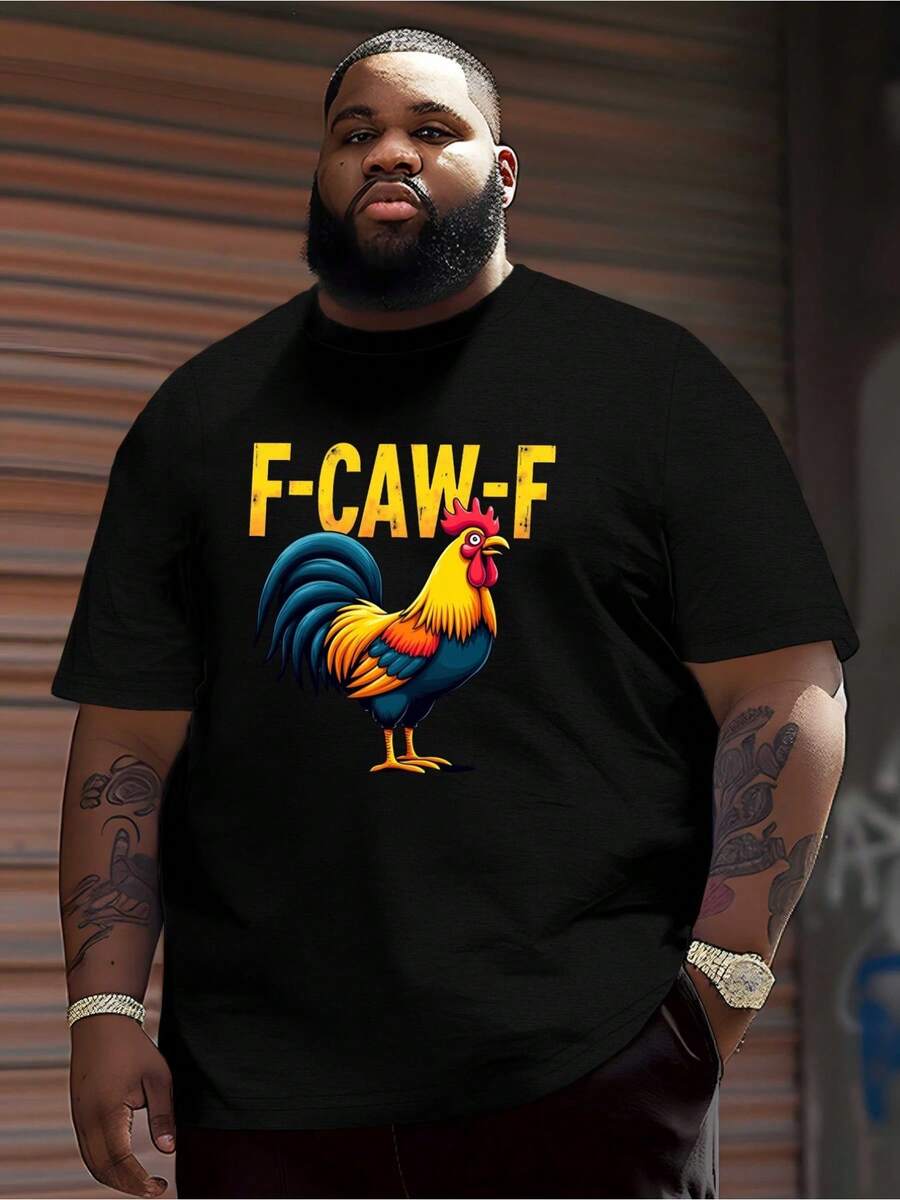 

Unisex s Graphic T-Shirt - Funny Cartoon Rooster With F-CAW-F Text L