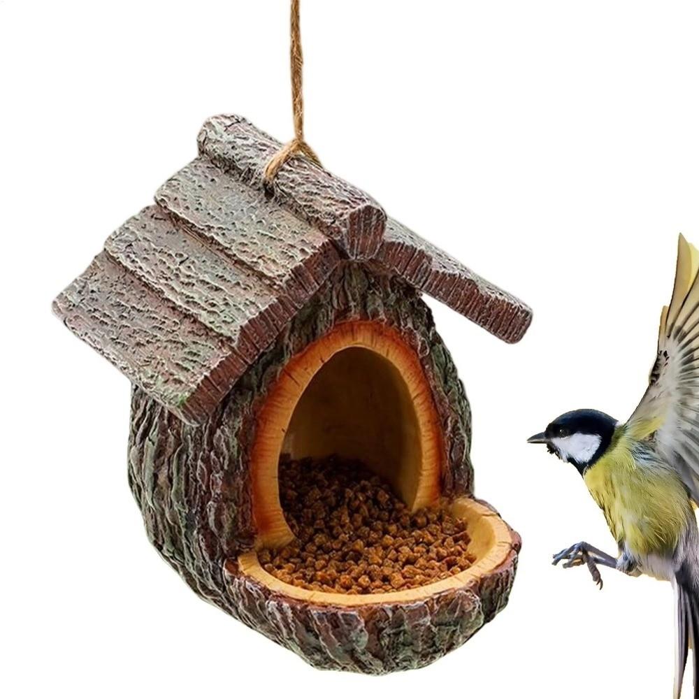 Resin Hummingbird Feeder Weather-Resistant Lifelike Hanging Wild Bird Feeder Natural Look Decorative Wildlife Habitat Patio