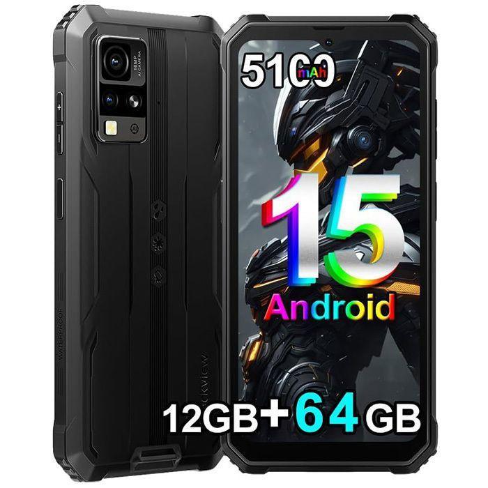Blackview BV4800 SE Smartphone Incassable Android 15 6.56",5100mAh,12Go+64Go/2To,16MP+8MP, Dual SIM NFC Face ID - Noir