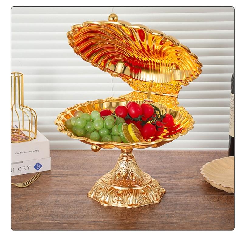 Durable Zinc Alloy High Foot Snacks Tray with European Shell Design for Corrosion Resistance and Easy Cleaning Maintenance.