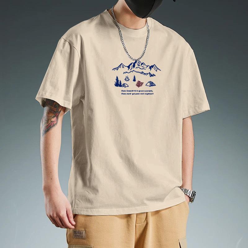 Cotton Short Sleeve T Shirt Fashion All Match Breathable Summer Sport T-shirt Men Top