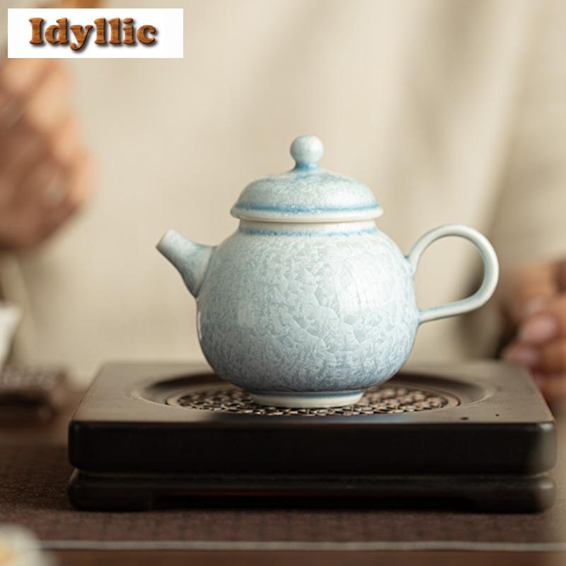 150ml Kiln Fambe Crystal Glaze Teapot Retro Tea Infuser Pot Tea Brewing Kettle With Ball Hole Tea Ceremony Decoration Supplies