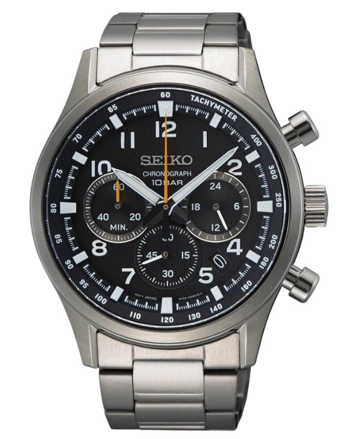 Мужские кварцевые спортивные часы SEIKO с хронографом SSB447P1 чёрный