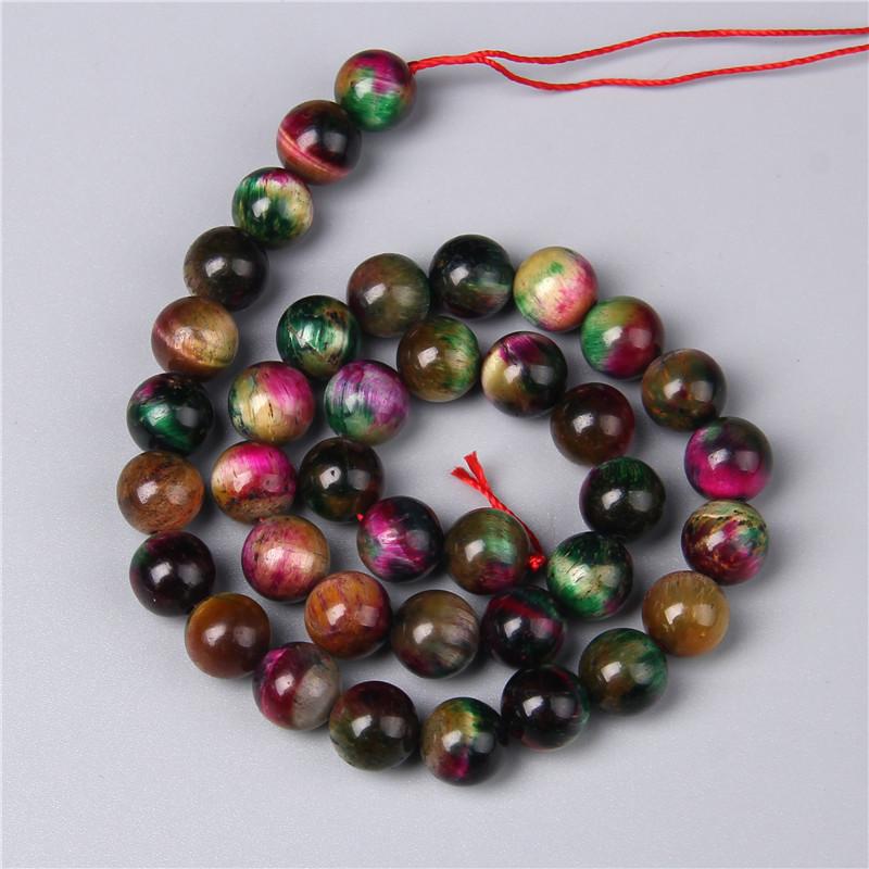 Natural Stone Multicolor Tiger Eye Round Loose Spacer Gem Stone Beads For Jewelry Making 6 8 10 mm DIY Bracelet Accessories 15''
