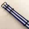 Used ZULUDIVER 22mm NATO Type Watch Strap Navy/Silver Stripe Replacement Band Made in UK