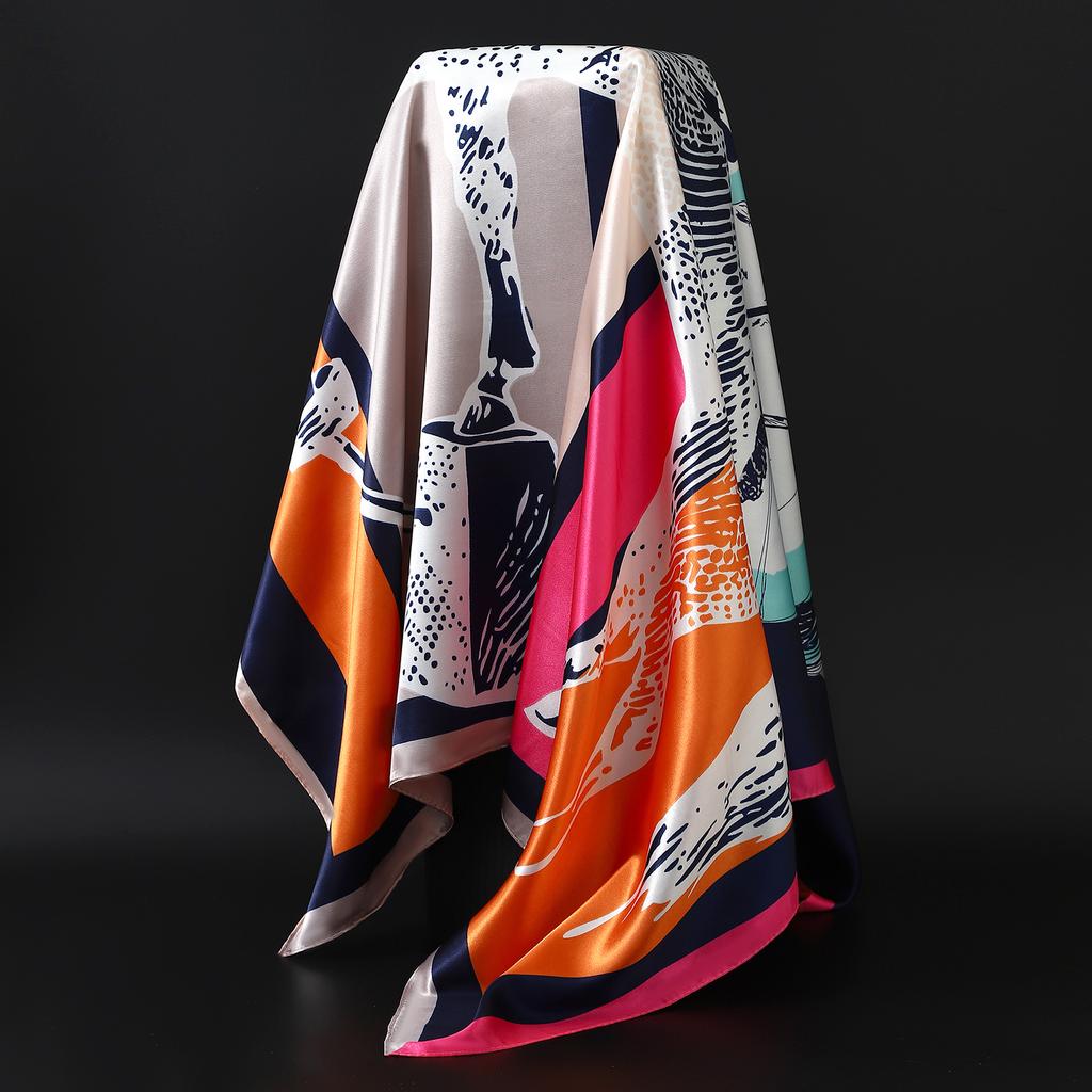 Europe America Kerchief Four Seasons Popular Silk Scarves Luxury Style Sunscreen Square Shawls New Fashion 90X90CM Headcloth