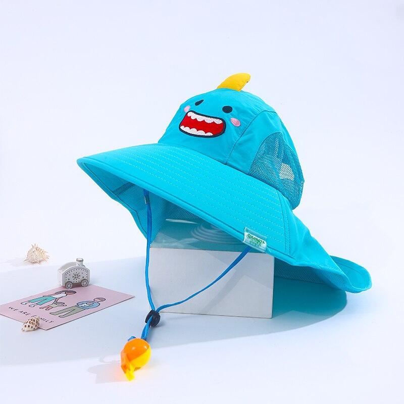 

Children Adjustable Size Outdoor Beach Hat Girl Boy Mesh Cartoon Sunscreen Breathable Caps Soft Sport Sun Hat Breathable Cap Kid blue shark