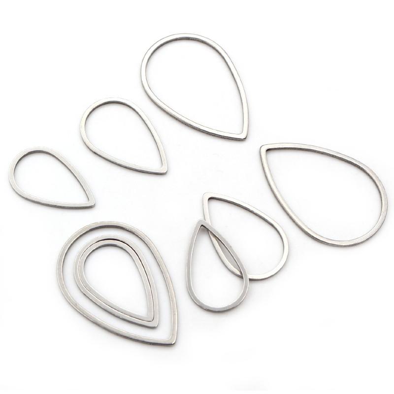20pcs 13 26 32mm Stainless Steel Gold Plated Waterdrop Closed Frame Drop Rings For DIY Earring Jewelry Makings Findings Supplies