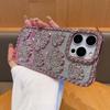 Gradual change glitter applicable to Apple 17Promax mobile phone case light luxury rose lace diamond iPhone15 all-inclusive