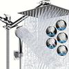 Stainless Steel 8/10 Inch Overhead Showerhead 5 Modes With Extension Arm Multi-function Hand Shower Wall Mounted Showerhead Set