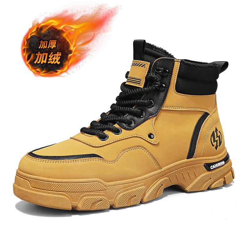 

Men s shoes winter new tooling shoes men s casual sports shoes velvet cotton shoes outdoor labor insurance shoes high-top Martin boots 39