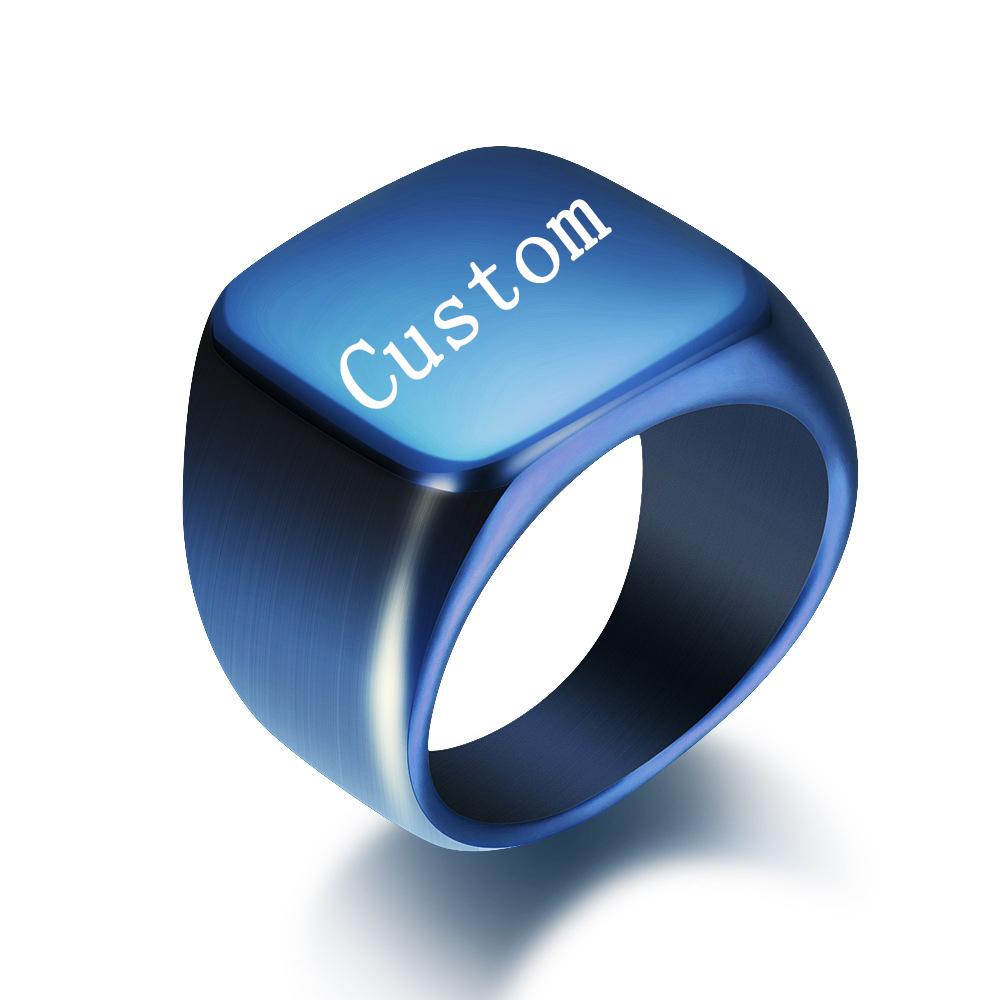 Customized Women Signet Ring Name Letter Pattern Logo Stainless Steel Rings Punk Candid Fashion Jewelry Male Wedding Accessories