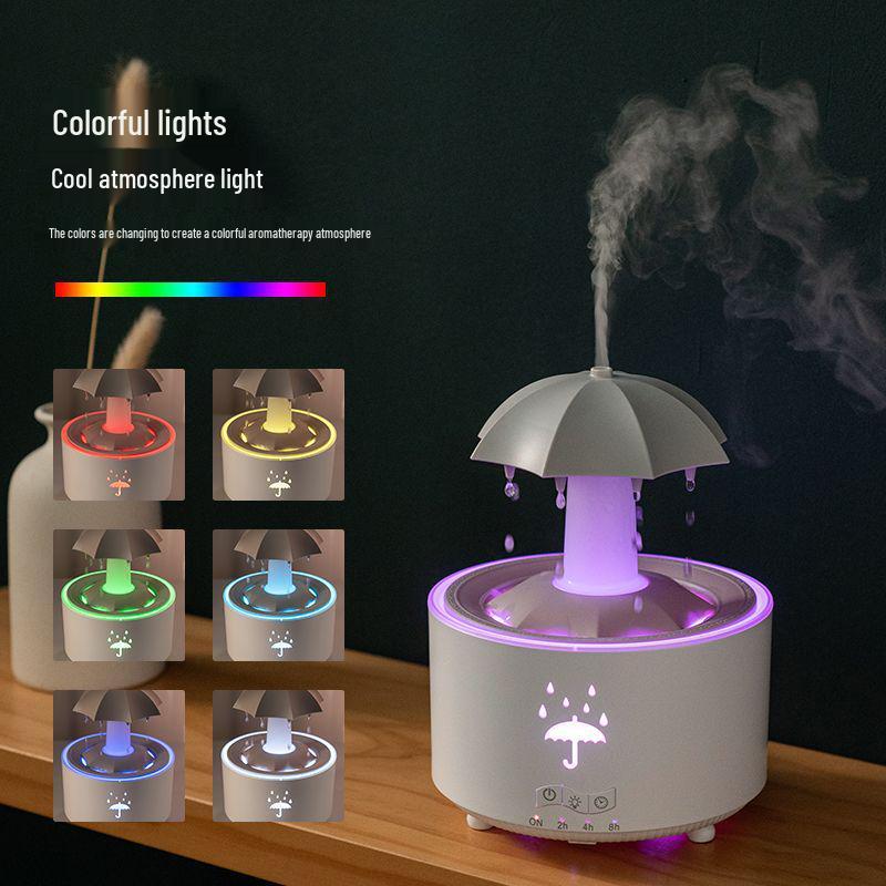 Rotating Raindrop Aroma Diffuser with Colorful Breathing Light for Desktop