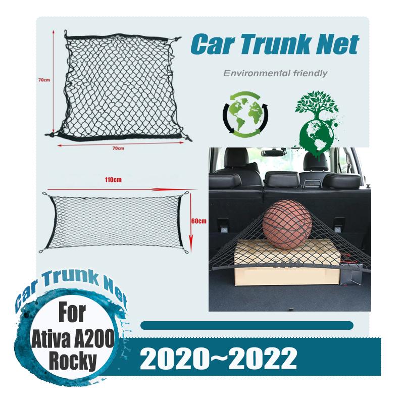 Car Trunk Net For Daihatsu Rocky Toyota Raize Perodua Ativa A200 2020~2022 Back Rear Trunk Elastic String Luggage Mesh Acessorie cu20