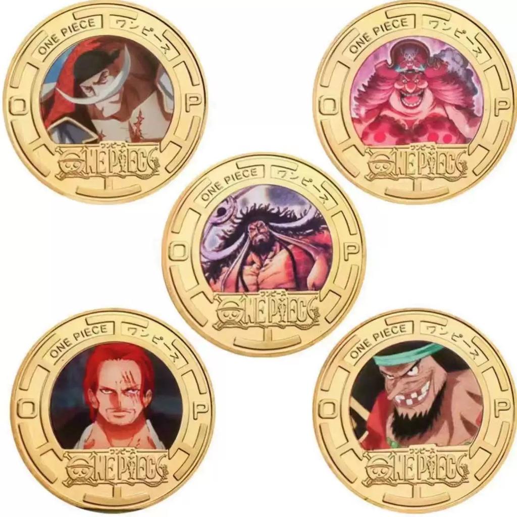 Anime Collectible Coins Set Luffy Chopper Commemorative Gold Colored Metal Coins Merchandise Children's Gift Toy Fans