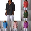 Linen Cotton Buttonup Shirt For Women With Loose Fit And Mandarin Collar For Casual Summer Wear