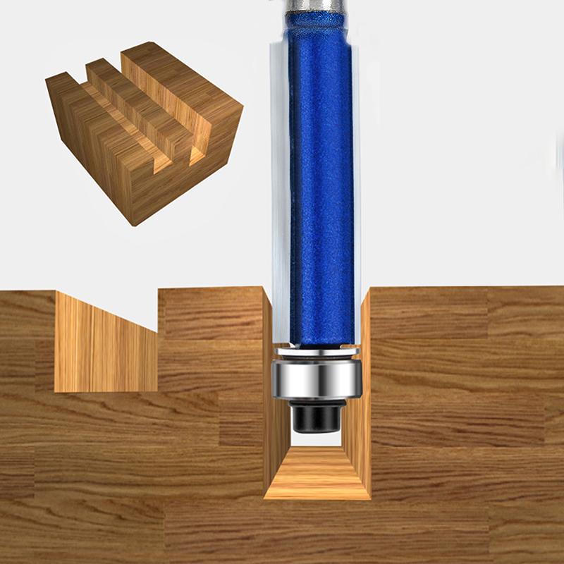 4pcs 1/4 Inch Shank Top Bearing Flush Trim Router Bits Cemented Carbide Endmill Milling Cutter Trimming Cutters Woodworking Tool