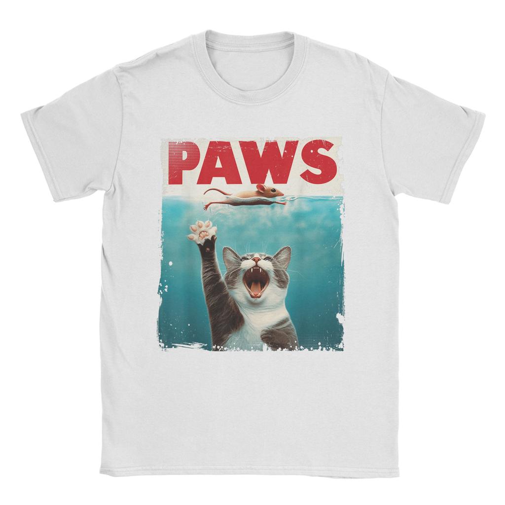 Couple T-Shirt PAWS Parody Cat Mouse Humorous Cat Chasing Mouse Kitten T-Shirts Harajuku Summer Tee Shirt Cotton Tops Gift Idea