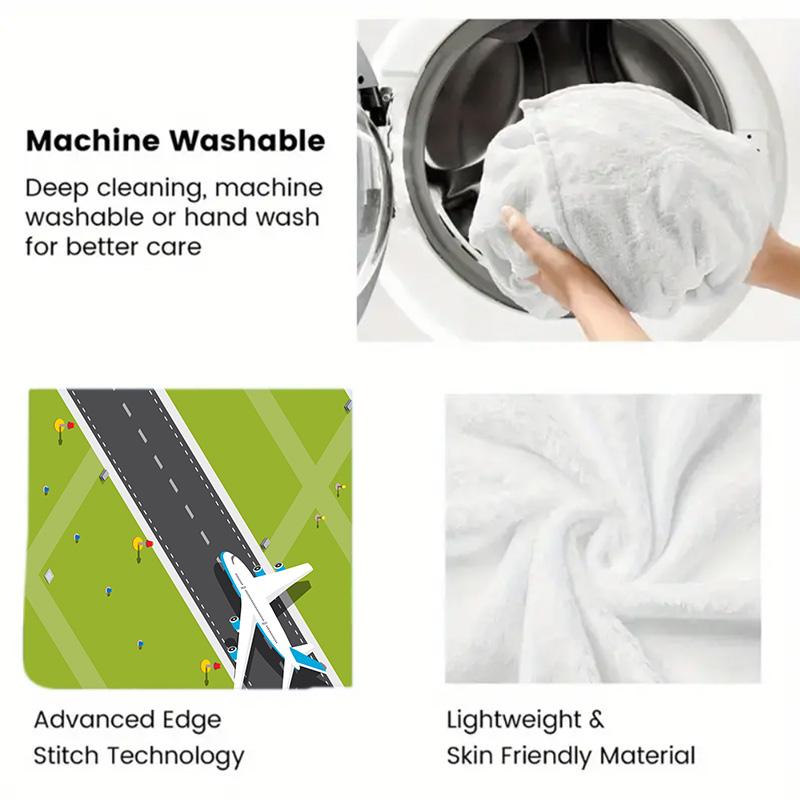 Airports and Airplanes 2D Flat Pattern Flannel Blanket High Quality All Seasons Warmth and Comfort Perfect for Christmas Gifts.MMT0918314