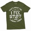 Funny Mechanic I Fix Stuff And Know Things Gift Shirt Humor Mechanic T-Shirt