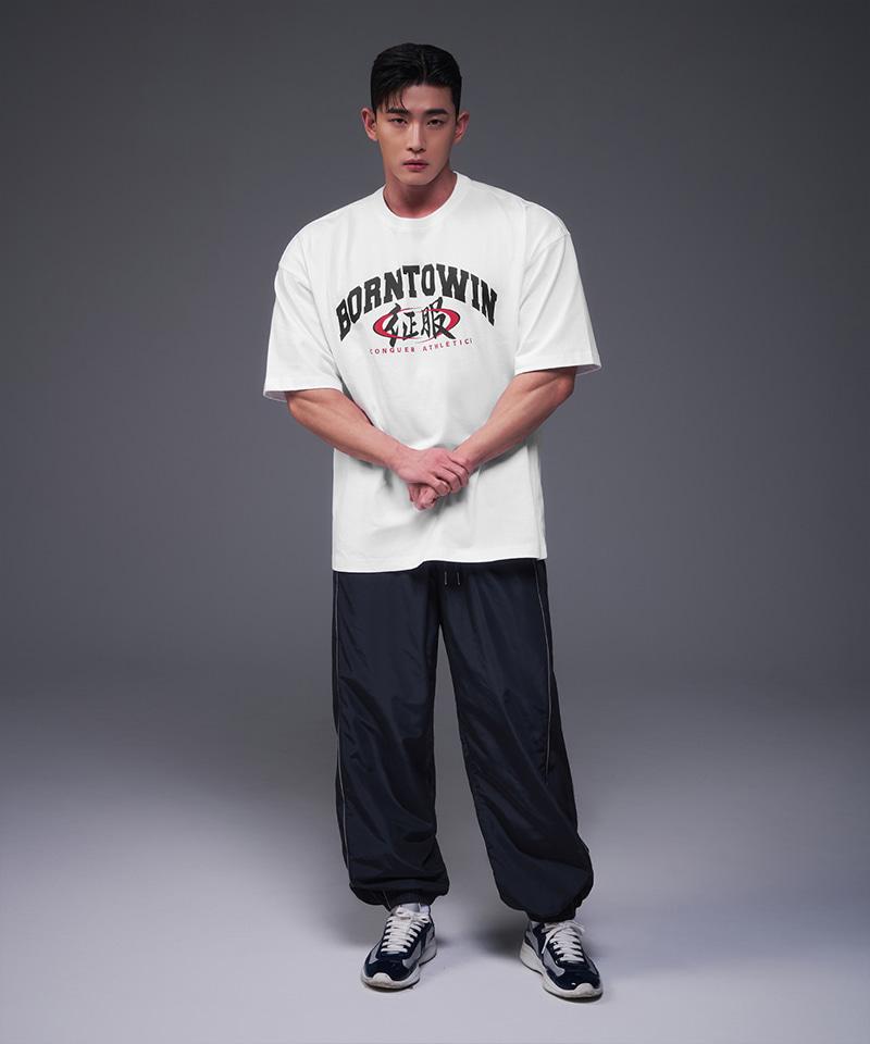 BORN TO WIN Conquer Athletics Semi Over Fit T-Shirts [White]